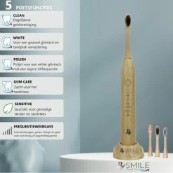 Alternative view of Beste recensies van 😍 BySMILE® Electrische Tandenborstel – Bamboe Tandenborstel - Sonische Tandenborstel - Milieuvriendelijk Poetsen – Met Timer - Inclusief 3 Opzetborstel - Met Activated Charcoal - Bamboe - Charcoal - Cadeau - Kerst - Kerstcadeau - Black Friday 2022 ⌛
