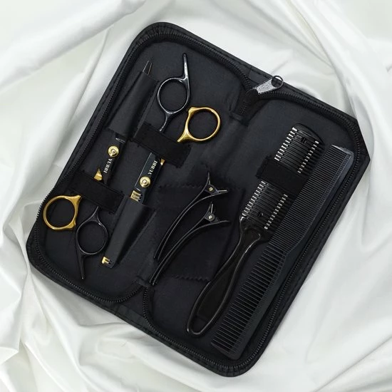 Korting 🥰 YUBBI™ Professionele Kappersschaar Set - 8 Delig - Knipschaar - Coupeschaar - Uitdunschaar - Snijkam - Zwart Goud ⭐ 7 Korting 🥰 YUBBI™ Professionele Kappersschaar Set - 8 Delig - Knipschaar - Coupeschaar - Uitdunschaar - Snijkam - Zwart Goud ⭐ - Afbeelding 7
