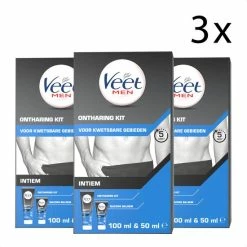 Uitgang β Veet Men Ontharingskit Voor Intieme Delen - Ontharingscrème En Aftercare Balsem - X3 π₯°