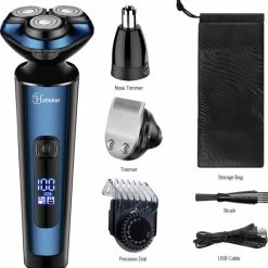 Alternative view of Flash-uitverkoop 🛒 HATTEKER RSCX-9658 3-in-1 Elektrische Scheerapparaten - Baardtrimmer - Scheerapparaat Met Roterende Kop Voor Mannen - Neustrimmer - Nat&Droog - Oplaadbaar ⭐