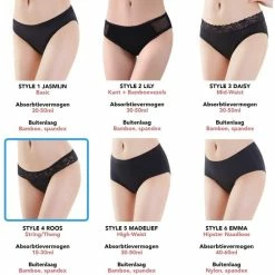 Top 10 👏 Bamboozy Menstruatie Ondergoed 4-laags String Thong Maat L 40-42 Zwart Period Underwear Duurzaam Menstrueren Incontinentie Zero Waste Roos 👍 -BRAUN Shop 550x566