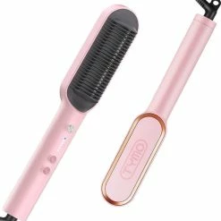 Nieuw ⌛ TYMO Stijltang - En Borstel - Met Bescherming Tegen Verbranding, Warm In 30s, Snel Keramisch Verwarmingselement, 5 Warmteniveaus, Schakelt Automatisch Uit, Frizz-Free, 360° Draaibaar ⭐