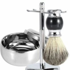 Begroting 🧨 Sitna Complete Scheerset - Vaderdag Cadeau - RVS Scheerkom - Scheerkwast - Scheermeshouder - Badkamer Set - Scheerspullen 🎁