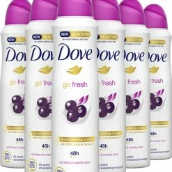 Groothandel 🛒 Dove Go Fresh Acai Berry & Waterlily Deodorant Spray Antitranspirant - 6 X 150 Ml - Voordeelverpakking 👏