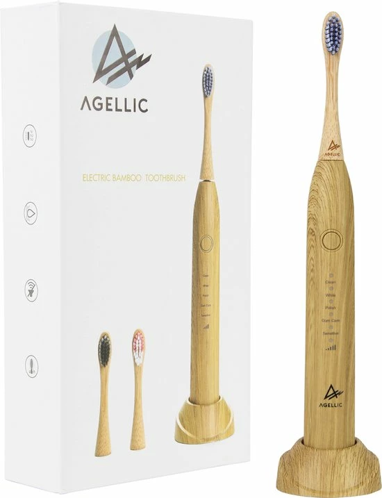 Promo 🎉 Agellic® Electrische Tandenborstel – Bamboe - Sonische Tandenborstel - Milieuvriendelijk Poetsen – Inclusief 3 Opzetborstel – Sinterklaas Cadeautjes - Kerst Cadeau Voor Vrouwen - Voor Mannen 🌟 1 Promo 🎉 Agellic® Electrische Tandenborstel – Bamboe - Sonische Tandenborstel - Milieuvriendelijk Poetsen – Inclusief 3 Opzetborstel – Sinterklaas Cadeautjes - Kerst Cadeau Voor Vrouwen - Voor Mannen 🌟